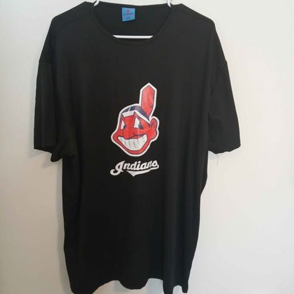 black Cleveland Indians graphic t-shirt featuring the Chief Wahoo logo